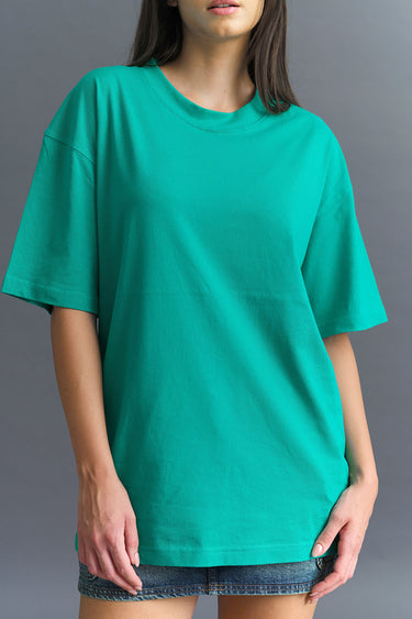 Solid Green Soft Jersey Oversized T-shirt - BonkersCorner