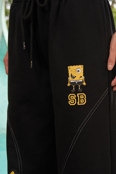 Bonkers Corner SpongeBob Not So Square joggers with SpongeBob character print, casual unisex athletic pants for kids or adults.