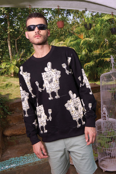 Bonkers Corner SpongeBob sweatshirt featuring a colorful cartoon SpongeBob design on soft fabric.