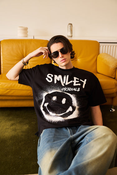 Spray Paint Smiley Oversized T-shirt - BonkersCorner
