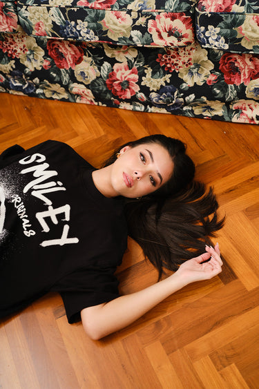 Spray Paint Smiley Oversized T-shirt - BonkersCorner