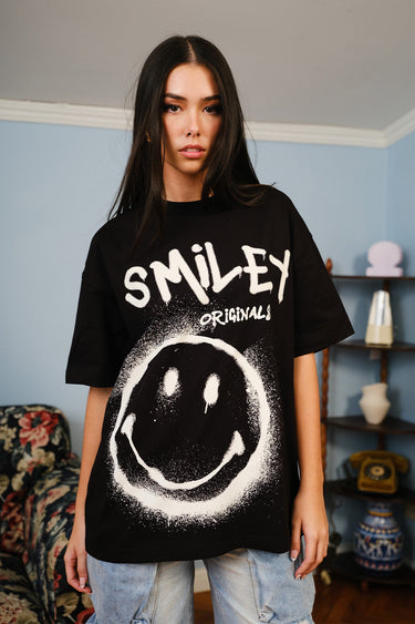 Spray Paint Smiley Oversized T-shirt - BonkersCorner