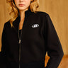 Bonkers Corner black crop zipper jacket with a sleek stealth design, featuring a front zipper and fitted style.