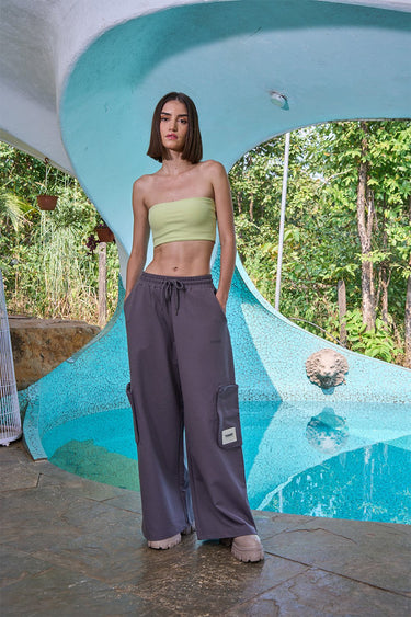 Stone Grey Heavyweight Cargo Pants With Pockets - BonkersCorner