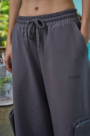Stone Grey Heavyweight Cargo Pants With Pockets - BonkersCorner