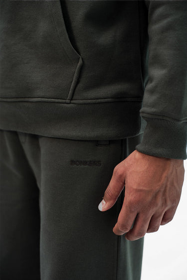Taupe Bonkers Corner everyday joggers laid flat, showcasing soft fabric, elastic waistband, and relaxed fit for casual wear.