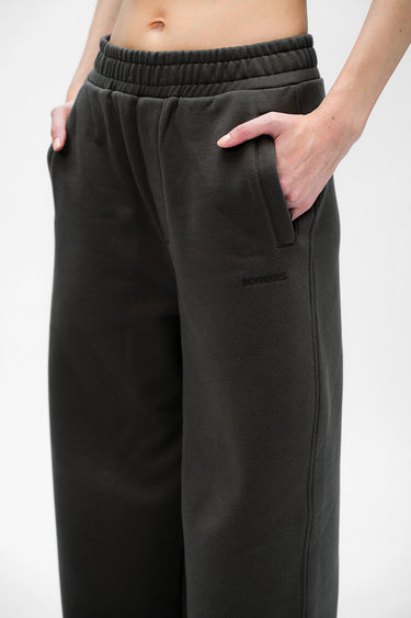 Taupe Bonkers Corner everyday joggers shown on model, featuring a relaxed fit and comfortable elastic waistband.