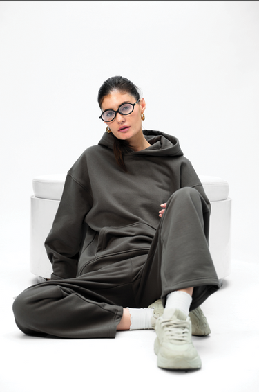 Taupe Bonkers Corner everyday joggers made of soft fabric, featuring a relaxed fit and elastic waistband for comfortable casual wear.
