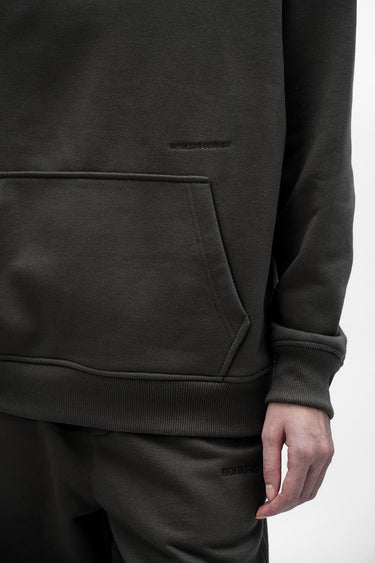 Taupe Wear A Hug oversized hoodie by Bonkers Corner, featuring a cozy, relaxed fit with a soft fabric and casual style.