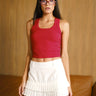 Bonkers Corner Tencel Ribbed Bombastic Love Modal Tank top, slim fit and soft fabric, shown in light color.