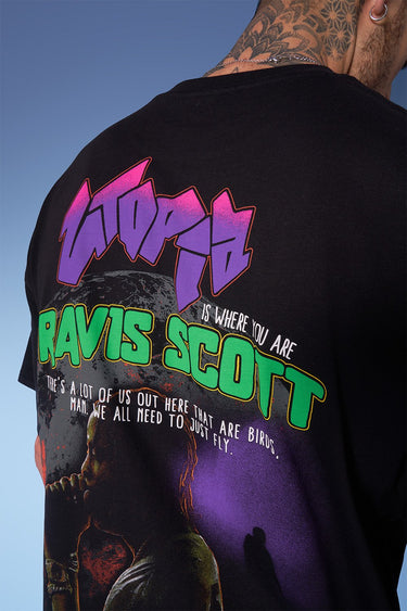 Bonkers Corner Travis Scott Utopia oversized T-shirt in XS with graphic design, casual streetwear style, front view.