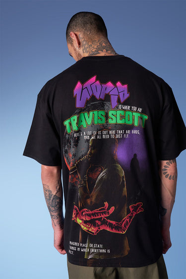 Bonkers Corner Travis Scott Utopia oversized T-shirt in XS, featuring bold graphic design and relaxed fit.