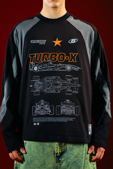 Bonkers Corner Turbo X Blackprint sweatshirt in black with bold graphic design, casual fit, and soft fabric.