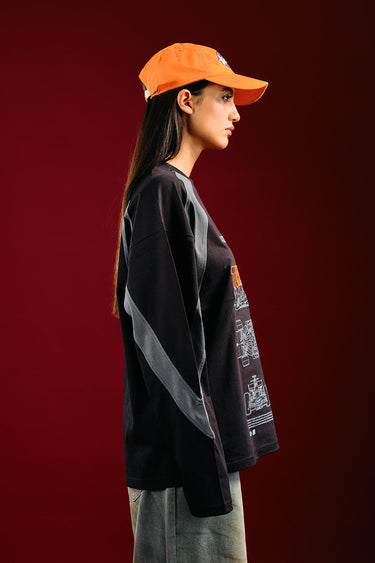 Bonkers Corner Turbo X Blackprint sweatshirt in black, featuring bold graphic design and comfortable fabric.