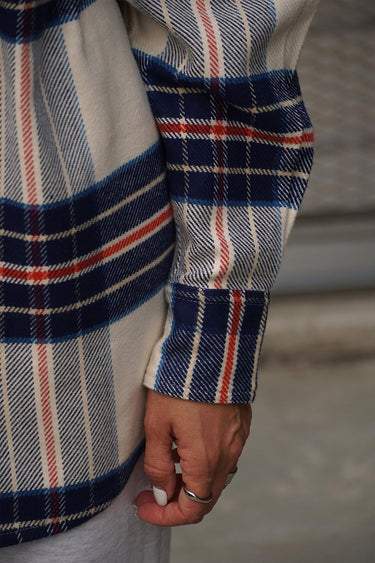 Vintage Blue Premium Thick-Thin Plaid Oversized Shirt - BonkersCorner