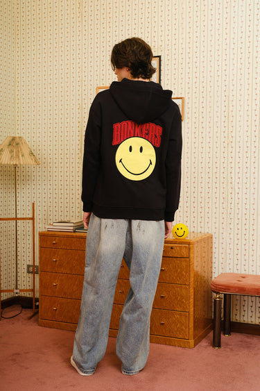 Bonkers Corner We Are All Originals zipper jacket in XS with a bold graphic design and front zipper closure.