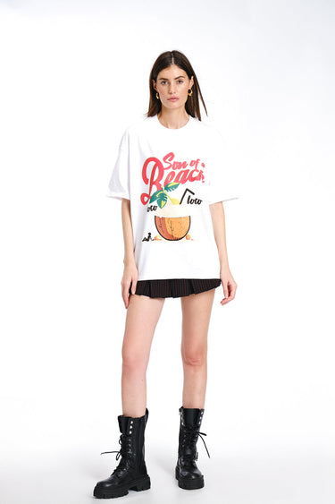 White Son Of A Beach Oversized T-shirt - BonkersCorner