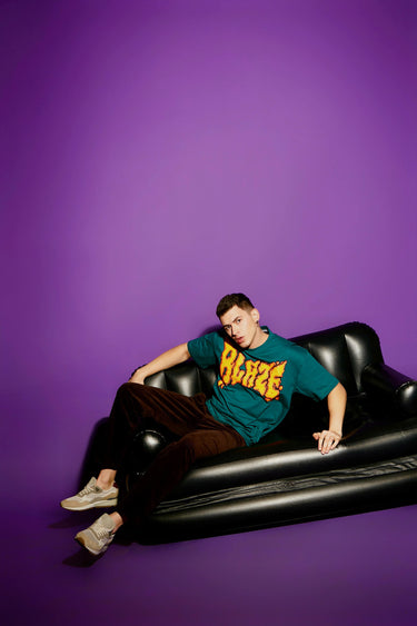 Bonkers Corner Blaze oversized T-shirt in black, featuring bold graphic design, relaxed fit, and casual streetwear style.