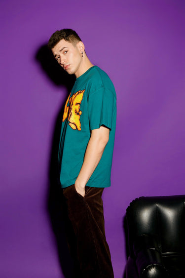 Bonkers Corner Blaze oversized T-shirt in black, featuring bold front graphic and relaxed fit, made from comfortable cotton fabric.