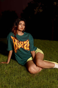 Bonkers Corner Blaze oversized T-shirt in black, featuring bold front graphic and relaxed fit, casual streetwear style.