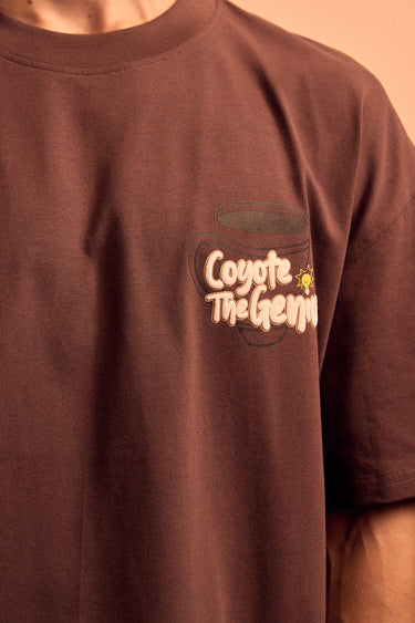 Bonkers Corner Coyote The Genius oversized T-shirt in XXS style, featuring a graphic print on front and relaxed fit.