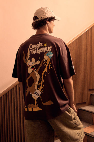 Bonkers Corner Coyote The Genius oversized T-shirt in XXS, featuring a graphic print on soft fabric.