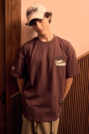 Bonkers Corner Coyote The Genius oversized T-shirt in XXS, featuring a graphic print on soft fabric.
