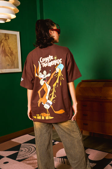 Bonkers Corner Coyote The Genius oversized T-shirt in XXS, featuring a graphic print on soft cotton fabric.