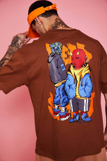 Bonkers Corner Dead End Street oversized T-shirt in black, featuring bold graphic print on front, casual streetwear style.