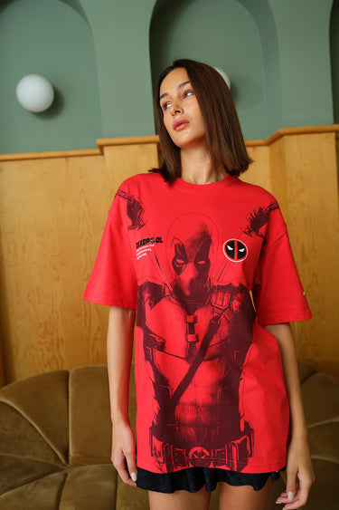 Bonkers Corner Deadpool 3 oversized T-shirt featuring Deadpool graphic on soft fabric, casual fit, in black color.