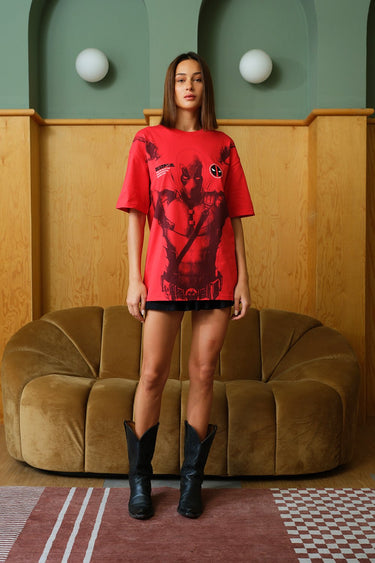 Bonkers Corner Deadpool 3 oversized T-shirt featuring Deadpool graphic design on soft, comfortable fabric.