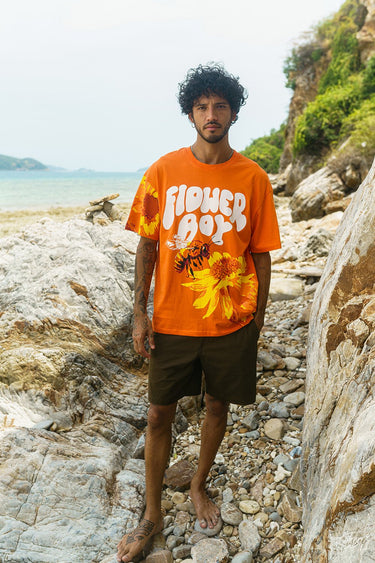 Bonkers Corner Flower Boy Oversized T-shirt in XXS with vibrant floral design and relaxed fit, casual streetwear style.