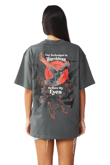 Bonkers Corner Lord of Illusions oversized T-shirt in black with graphic print, relaxed fit, and casual style.