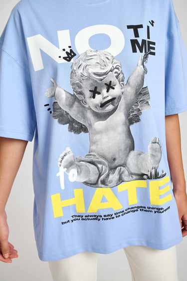Bonkers Corner No Hate oversized T-shirt in black, featuring bold white text and relaxed fit for casual wear.