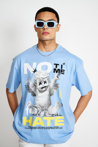 Bonkers Corner No Hate oversized T-shirt in black, featuring bold white "No Hate" text on the front.