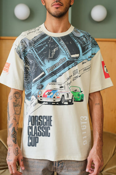 Oversized Porsche 1985 T-shirt by Bonkers Corner, featuring vintage car graphic on soft cotton fabric.