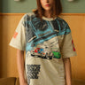 Bonkers Corner oversized Porsche 1985 T-shirt in XXS style, featuring vintage car graphic on soft fabric.