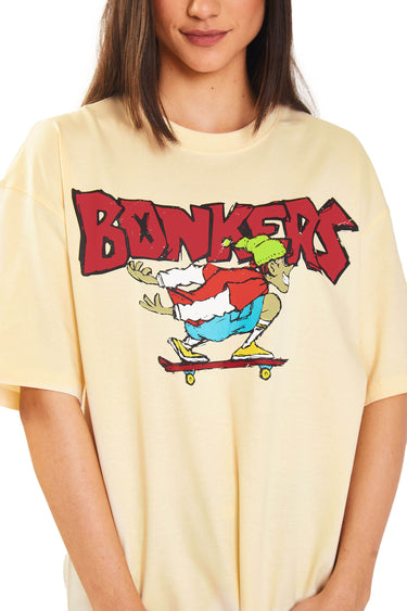 Bonkers Corner Signature Skater Boy oversized T-shirt in black, featuring a relaxed fit with bold graphic print, casual streetwear style.
