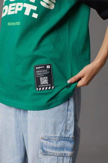 Bonkers Corner Sports Dept oversized T-shirt in XXS size, casual fit with bold graphic design on soft fabric.