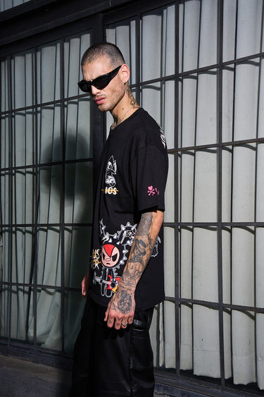 Bonkers Corner Tokidoki oversized T-shirt featuring colorful all-over print, relaxed fit, and bold graphic design.