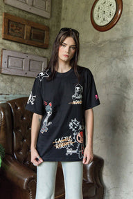 Bonkers Corner Tokidoki all-over oversized T-shirt featuring colorful graphic print on soft fabric.