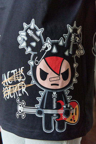 Bonkers Corner oversized Tokidoki T-shirt featuring colorful all-over print and relaxed fit, casual streetwear style.