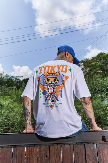 Bonkers Corner Tokyo Tiger oversized T-shirt featuring a bold tiger graphic on soft fabric, casual streetwear style.