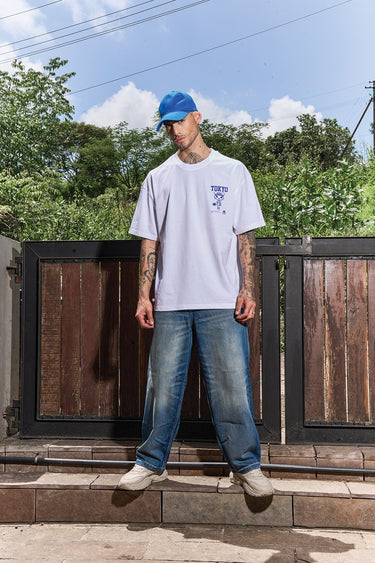 Bonkers Corner Tokyo Tiger oversized T-shirt with bold tiger graphic, relaxed fit, and vibrant colors on soft cotton fabric.