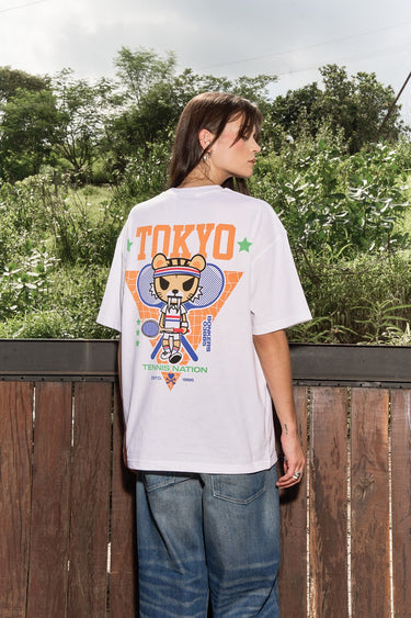 Bonkers Corner Tokyo Tiger oversized T-shirt featuring a bold tiger graphic on soft fabric, casual streetwear style.