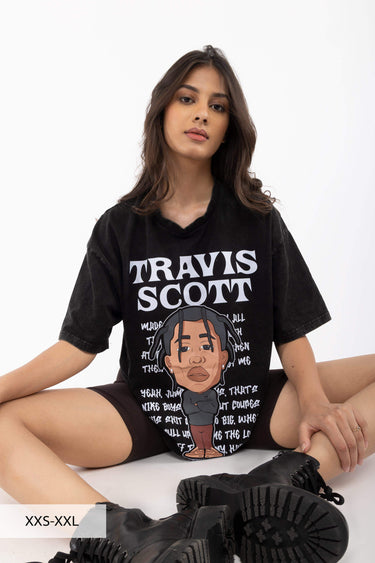 Bonkers Corner Travis Scott Faded oversized T-shirt in XXS, featuring graphic print and relaxed fit for casual style.