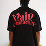 Black oversized T-shirt featuring a main character graphic from BonkersCorner, casual fit, comfortable cotton fabric.