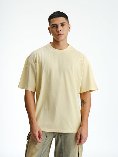 Solid Pastel Yellow Soft Jersey Oversized T-shirt - BonkersCorner
