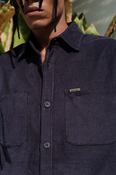 Navy Blue Corduroy Shirt - BonkersCorner