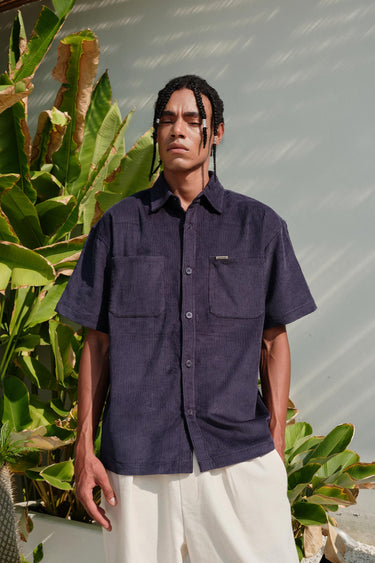 Navy Blue Corduroy Shirt - BonkersCorner